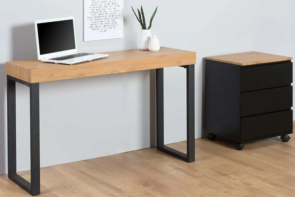 Design Konsole OAK DESK 120cm Eiche Vintage Metallgestell Schreibtisch