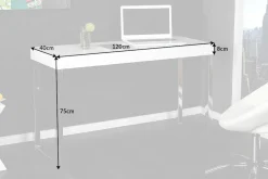 Design Konsole WHITE DESK 120cm weiß Hochglanz Bürotisch