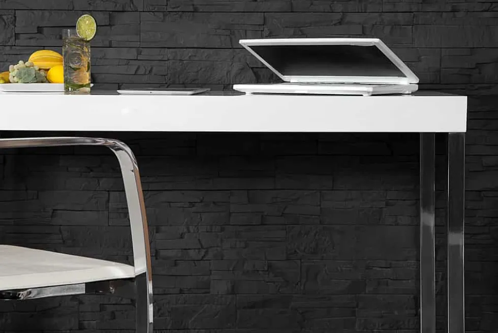 Design Konsole WHITE DESK 120cm weiß Hochglanz Bürotisch