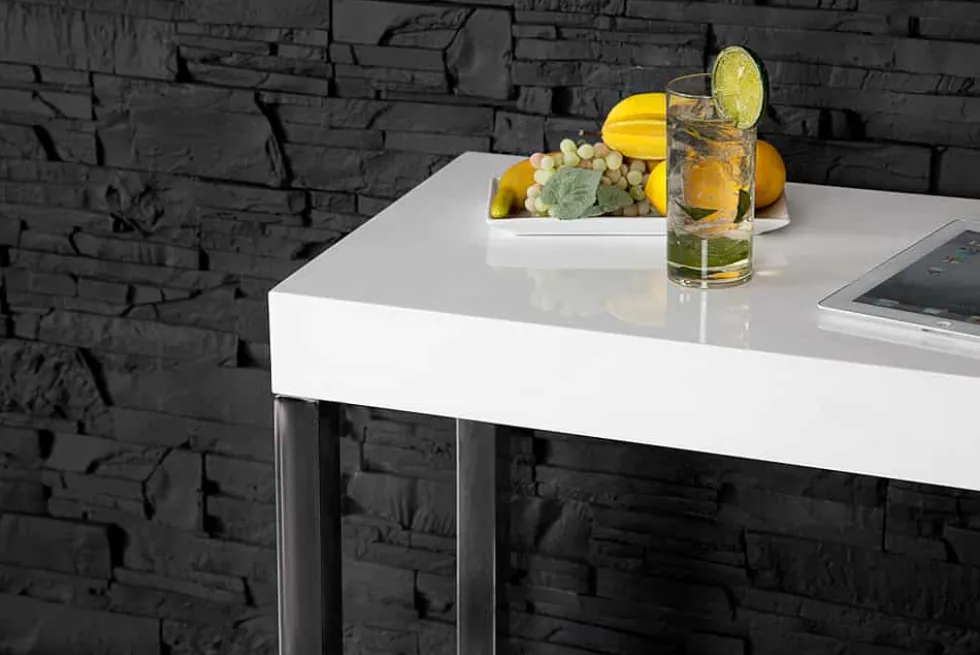 Design Konsole WHITE DESK 120cm weiß Hochglanz Bürotisch
