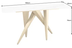 Design Konsolentisch ART LIVING 140cm weiß Marmor Keramik champagner gold brushed