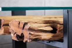 Design Konsolentisch BARRACUDA 150cm recyceltes Teakholz Glas Industrial