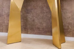 Design Konsolentisch EXTRAVAGANCIA 140cm weiß Marmor brushed champagner gold Metall