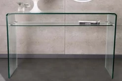 Design Konsolentisch FANTOME 100cm Glas transparent mit Ablage