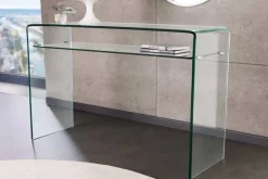 Design Konsolentisch FANTOME 100cm Glas transparent mit Ablage