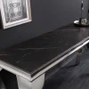 Design Konsolentisch MODERN BAROCK 140cm schwarz anthrazit chrom Keramik Marmor