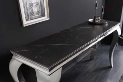 Design Konsolentisch MODERN BAROCK 140cm schwarz anthrazit chrom Keramik Marmor