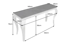 Design Konsolentisch MODERN BAROCK 140cm schwarz anthrazit chrom Keramik Marmor