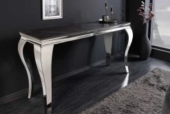 Design Konsolentisch MODERN BAROCK 140cm schwarz anthrazit chrom Keramik Marmor