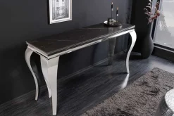 Design Konsolentisch MODERN BAROCK 140cm schwarz anthrazit chrom Keramik Marmor