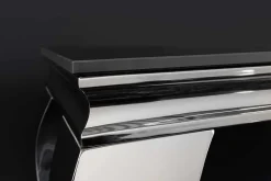 Design Konsolentisch MODERN BAROCK 140cm schwarz anthrazit chrom Keramik Marmor