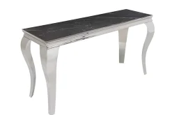 Design Konsolentisch MODERN BAROCK 140cm schwarz anthrazit chrom Keramik Marmor