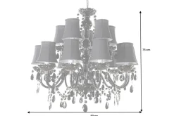 Design Kronleuchter BLACK CRYSTAL XL 80cm schwarz Acryl 15-armig Lüster mit Schirmen