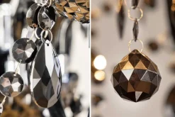 Design Kronleuchter BLACK CRYSTAL XL 80cm schwarz Acryl 15-armig Lüster mit Schirmen