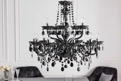 Design Kronleuchter BLACK CRYSTAL XL 80cm schwarz Acryl 15-armig Lüster