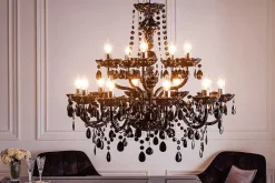 Design Kronleuchter BLACK CRYSTAL XL 80cm schwarz Acryl 15-armig Lüster
