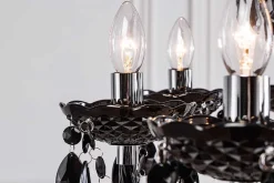Design Kronleuchter BLACK CRYSTAL XL 80cm schwarz Acryl 15-armig Lüster
