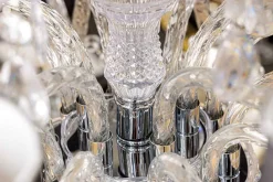 Design Kronleuchter CRYSTAL XL 80cm klar Acryl 15-armig Lüster schwarz mit Schirmen