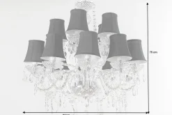 Design Kronleuchter CRYSTAL XL 80cm klar Acryl 15-armig Lüster schwarz mit Schirmen