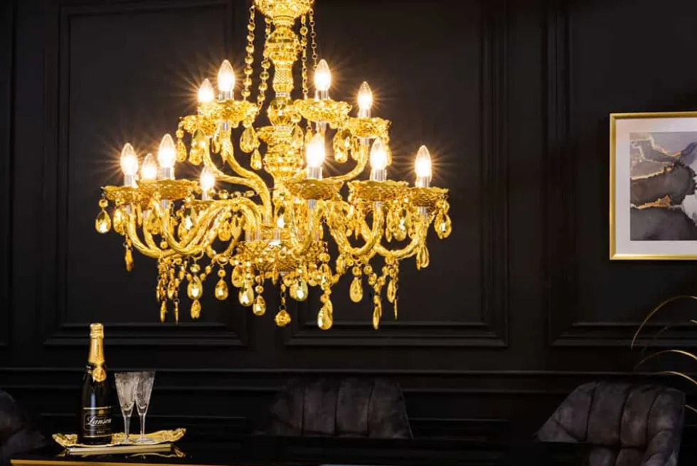 Design Kronleuchter CRYSTAL XL 80cm gold 15-armig Lüster Kristall-Lampe