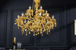 Design Kronleuchter CRYSTAL XL 80cm gold 15-armig Lüster Kristall-Lampe