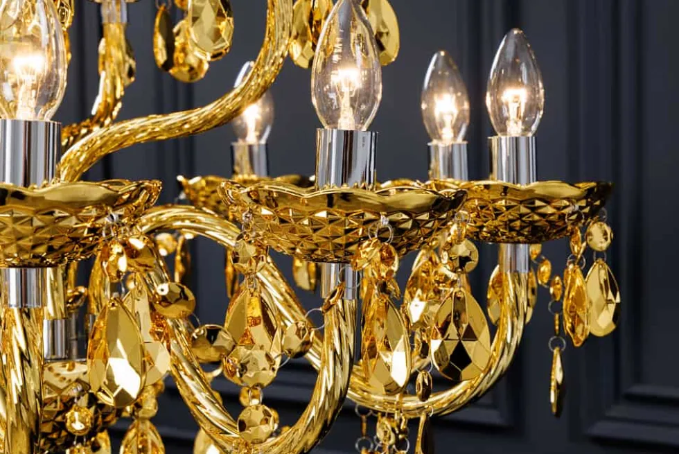 Design Kronleuchter CRYSTAL XL 80cm gold 15-armig Lüster Kristall-Lampe