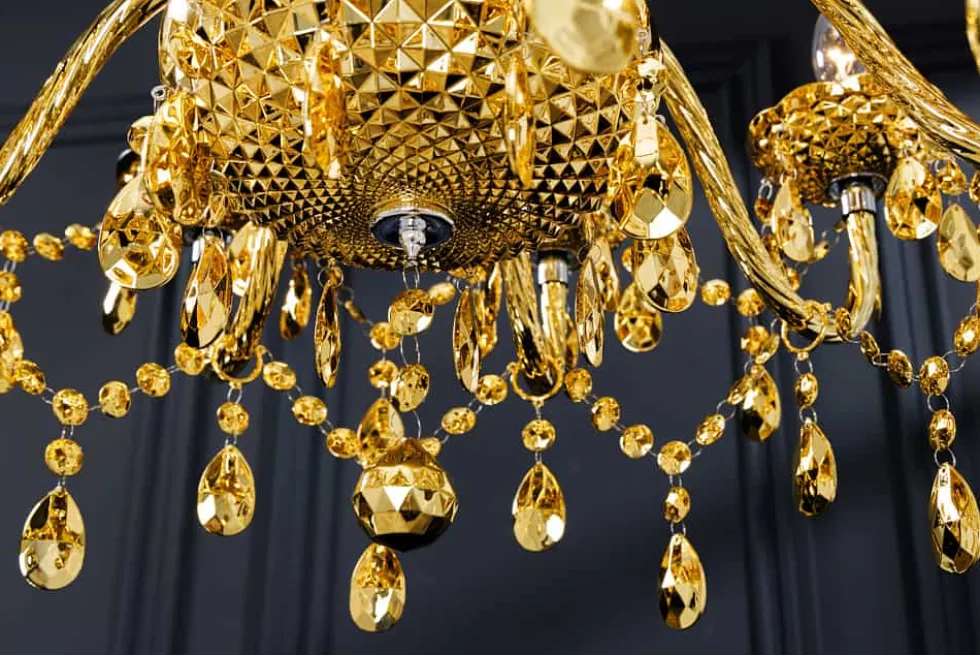 Design Kronleuchter CRYSTAL XL 80cm gold 15-armig Lüster Kristall-Lampe