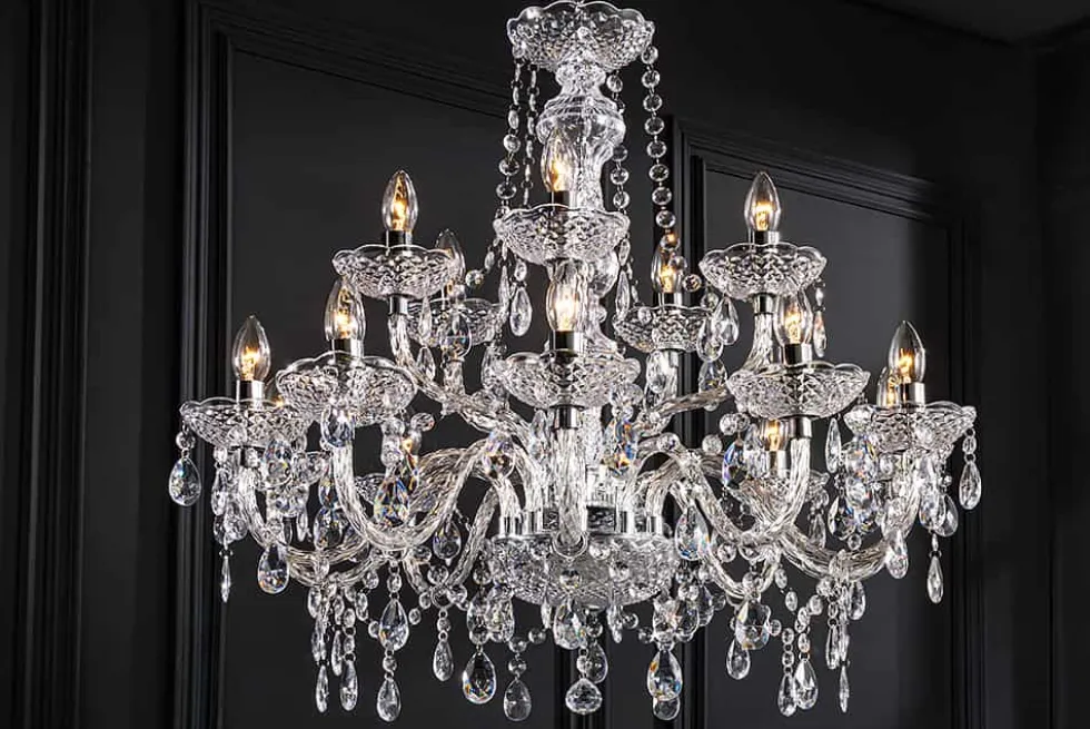 Design Kronleuchter CRYSTAL XL 80cm klar Acryl 15-armig Lüster