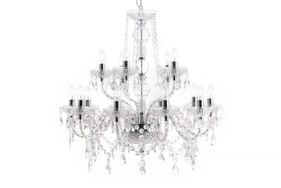 Design Kronleuchter CRYSTAL XL 80cm klar Acryl 15-armig Lüster