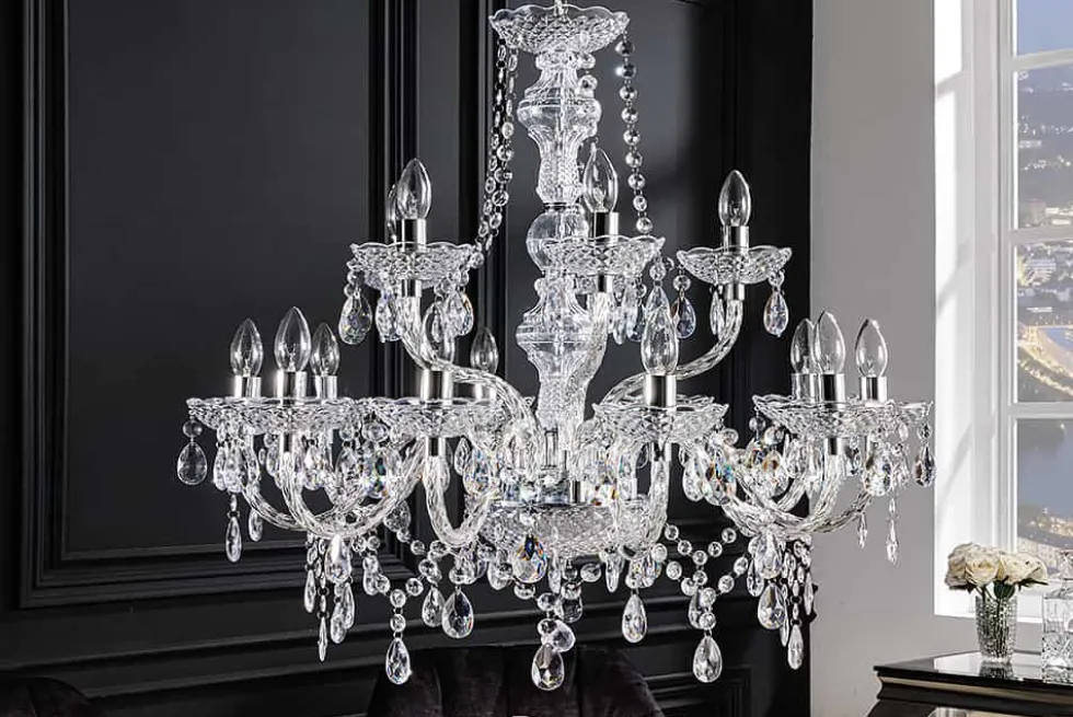 Design Kronleuchter CRYSTAL XL 80cm klar Acryl 15-armig Lüster