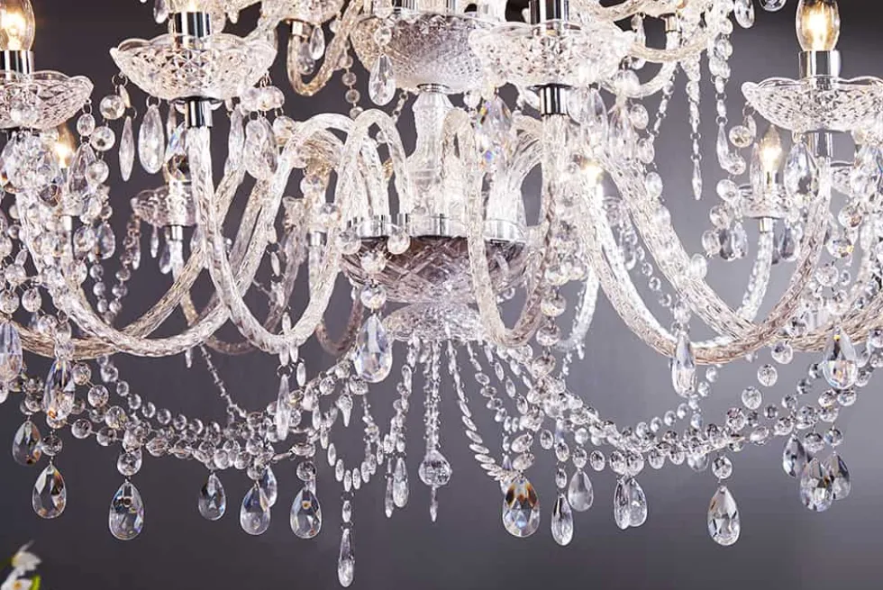 Design Kronleuchter CRYSTAL XXL 120cm klar Acryl 30-armig Kristall-Lampe