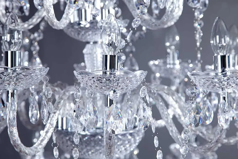 Design Kronleuchter CRYSTAL XXL 120cm klar Acryl 30-armig Kristall-Lampe