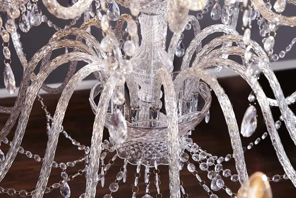 Design Kronleuchter CRYSTAL XXL 120cm klar Acryl 30-armig Kristall-Lampe