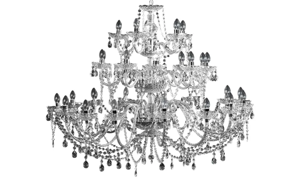 Design Kronleuchter CRYSTAL XXL 120cm klar Acryl 30-armig Kristall-Lampe