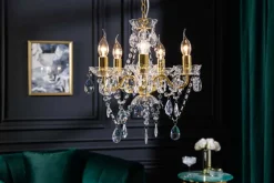 Design Kronleuchter DIAMONDS S 40cm gold Acryl 5-armig Barock Design