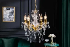Design Kronleuchter DIAMONDS S 40cm gold Acryl 5-armig Barock Design