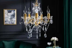 Design Kronleuchter DIAMONDS S 40cm gold Acryl 5-armig Barock Design