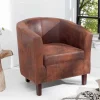 Design Lounge Sessel HEMINGWAY whisky braun mit Armlehnen Cocktailsessel Massivholzbeine