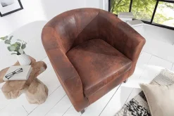 Design Lounge Sessel HEMINGWAY whisky braun mit Armlehnen Cocktailsessel Massivholzbeine