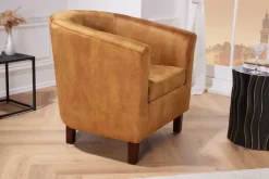 Design Lounge Sessel HEMINGWAY senfgelb Samt Armlehnen Cocktailsessel