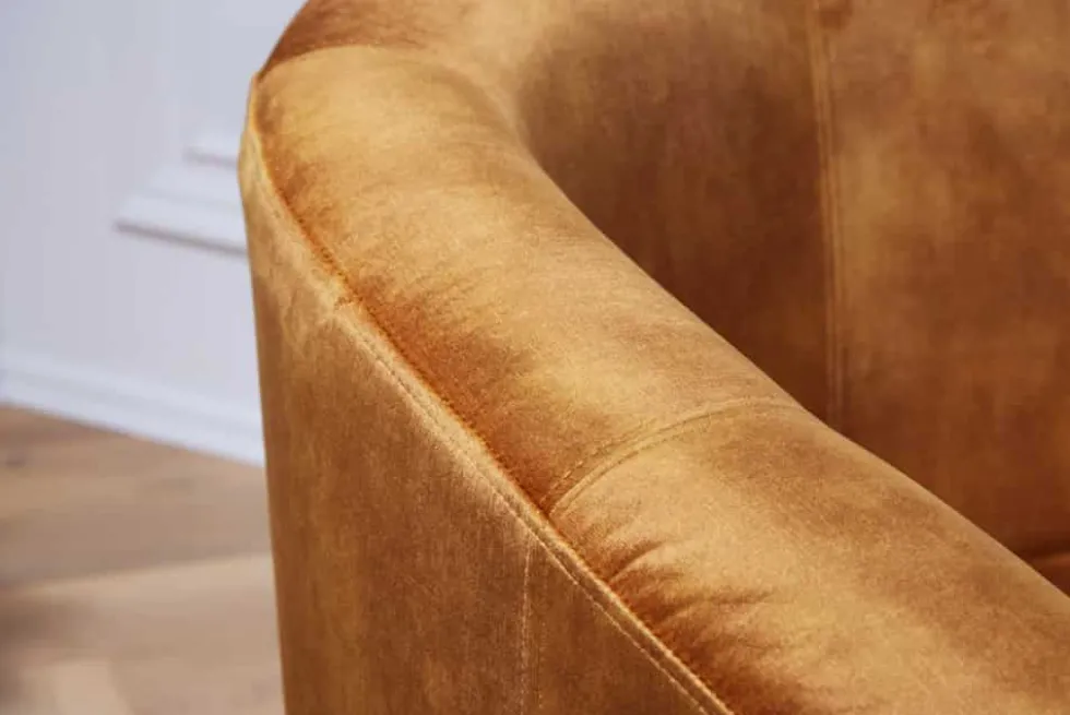Design Lounge Sessel HEMINGWAY senfgelb Samt Armlehnen Cocktailsessel