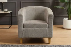 Design Lounge Sessel HEMINGWAY taupe Strukturstoff mit Armlehnen Cocktailsessel