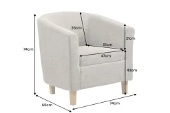 Design Lounge Sessel HEMINGWAY taupe Strukturstoff mit Armlehnen Cocktailsessel