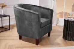 Design Lounge Sessel HEMINGWAY dunkelgrau Samt Armlehnen Cocktailsessel