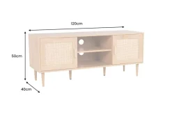 Design Lowboard VIENNA 120cm natur Wiener Geflecht Rattan TV-Board