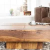 Design Massivholz Couchtisch BOLT 70cm braun Sheesham stone finish Handarbeit