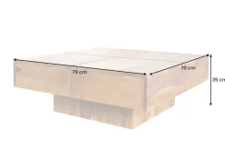 Design Massivholz Couchtisch BOLT 70cm braun Sheesham stone finish Handarbeit