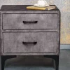 Design Nachttisch BOUTIQUE 50cm dunkelgrau Samt zwei Schubladen