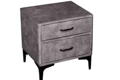 Design Nachttisch BOUTIQUE 50cm dunkelgrau Samt zwei Schubladen