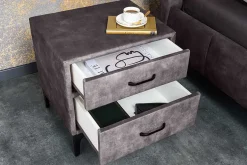 Design Nachttisch BOUTIQUE 50cm dunkelgrau Samt zwei Schubladen